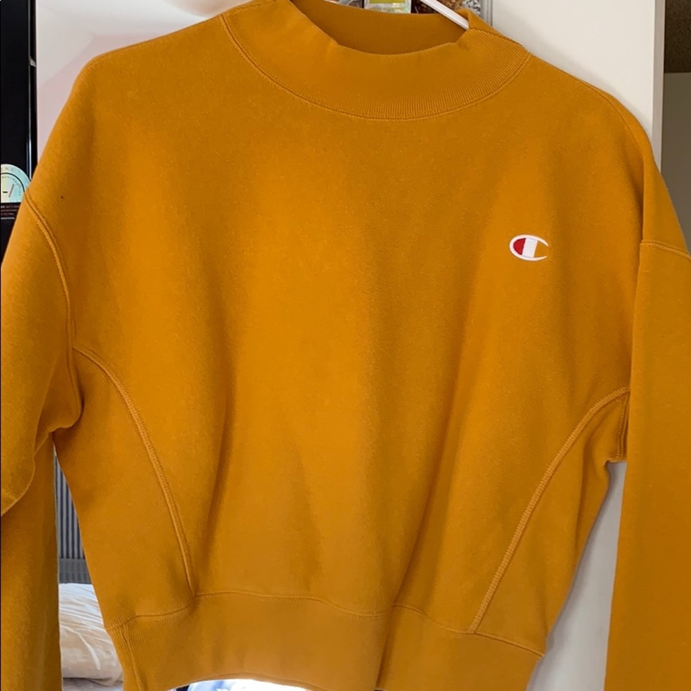 Mustard Reverse Weave Champion Crewneck